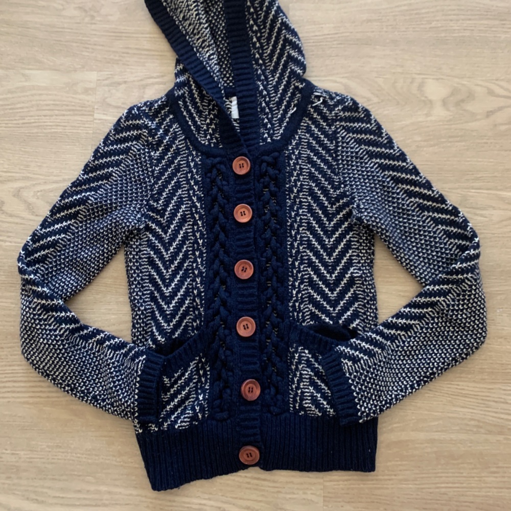 ✨Rare HWR Anthropologie Navy Rustic Knit Cardigan